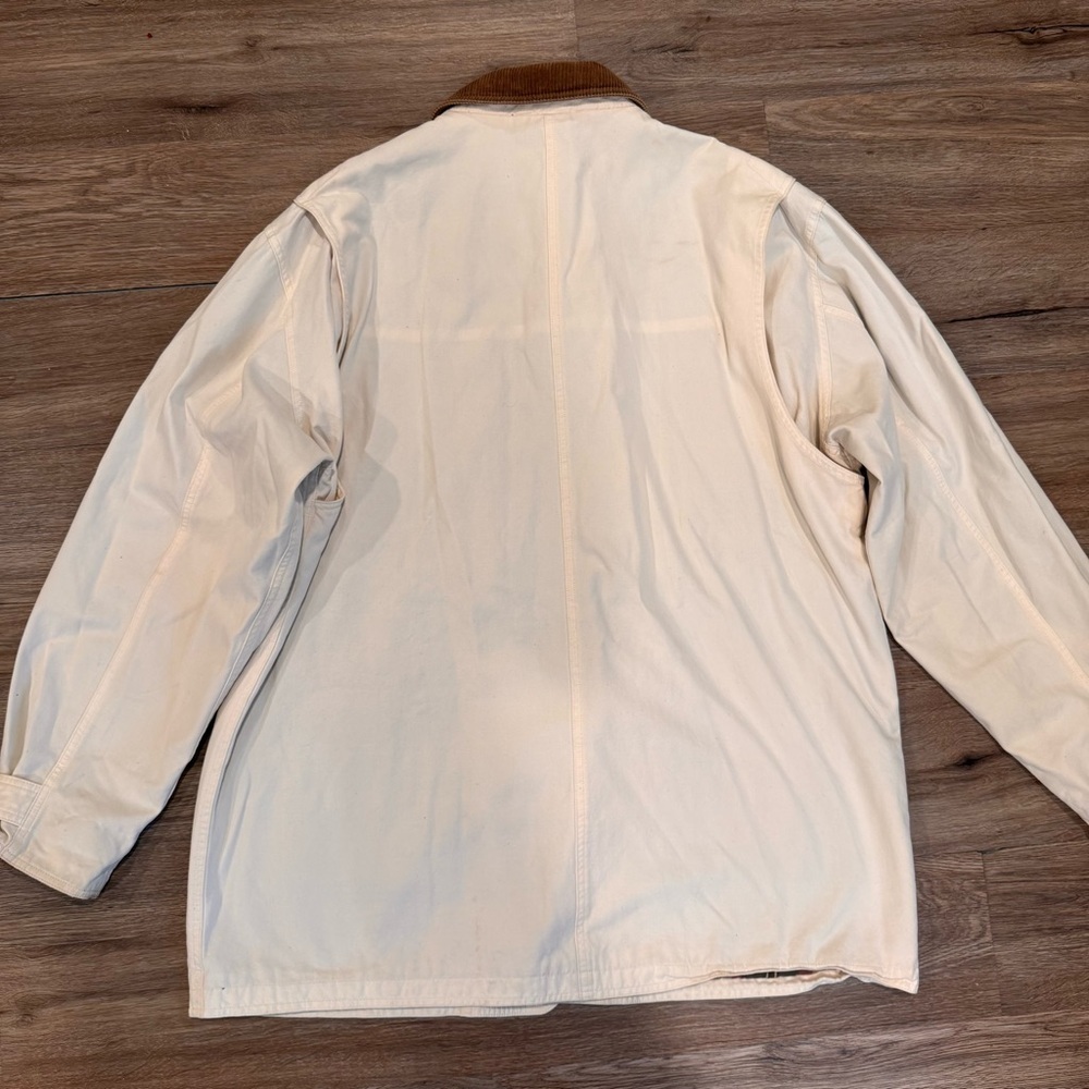 Vintage Lands End Jacket Mens Button Close Canvas Flannel Lined Collar Vtg XL - Picture 7 of 7